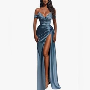 Dusty blue long dress